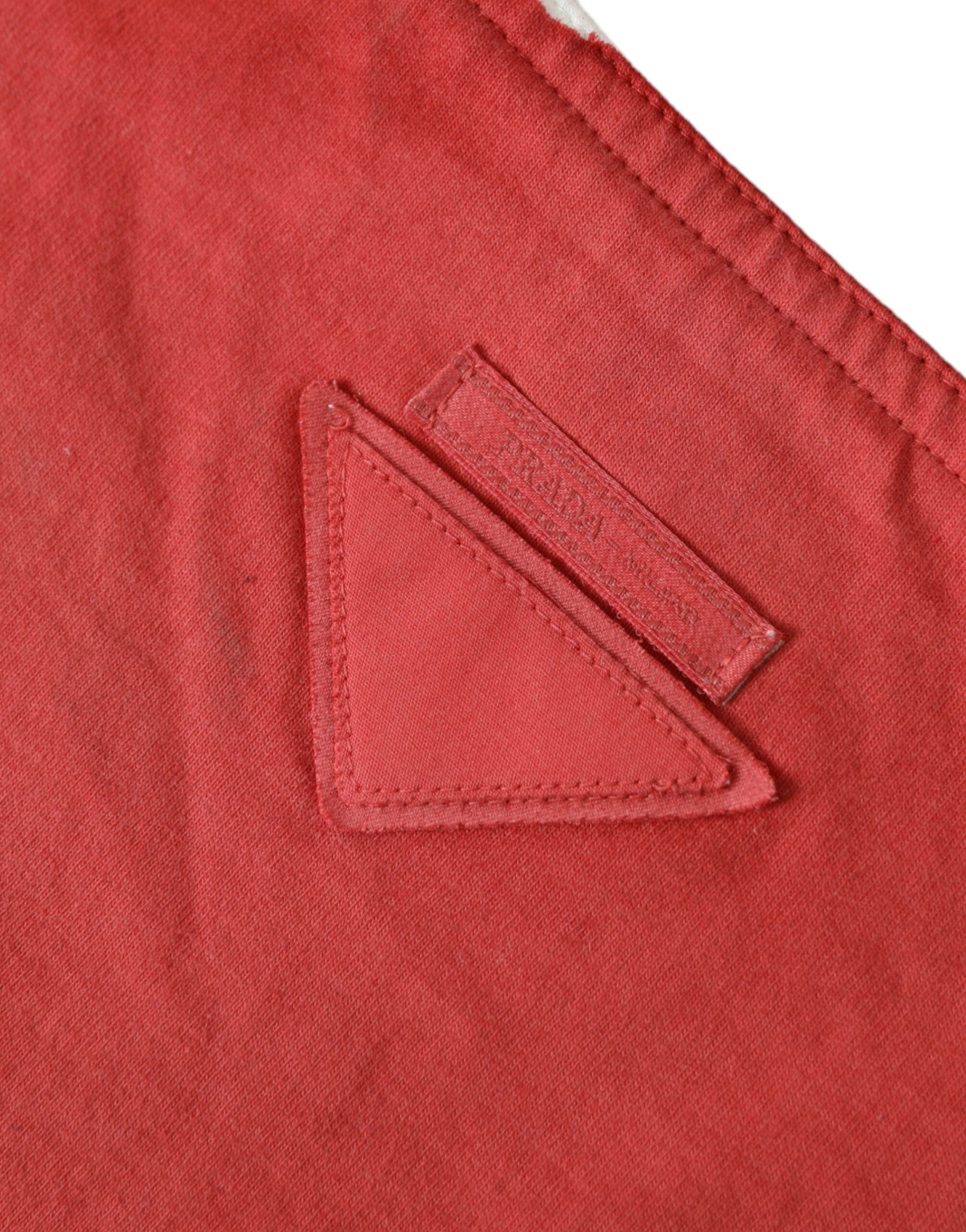 Prada Chic Red and White Fabric Tote Women's Bag