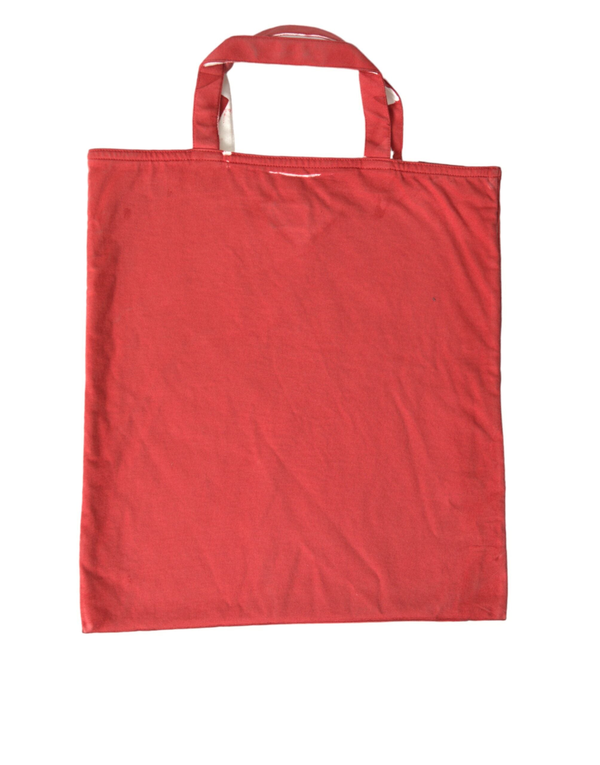 Prada Chic Red and White Fabric Tote Women's Bag