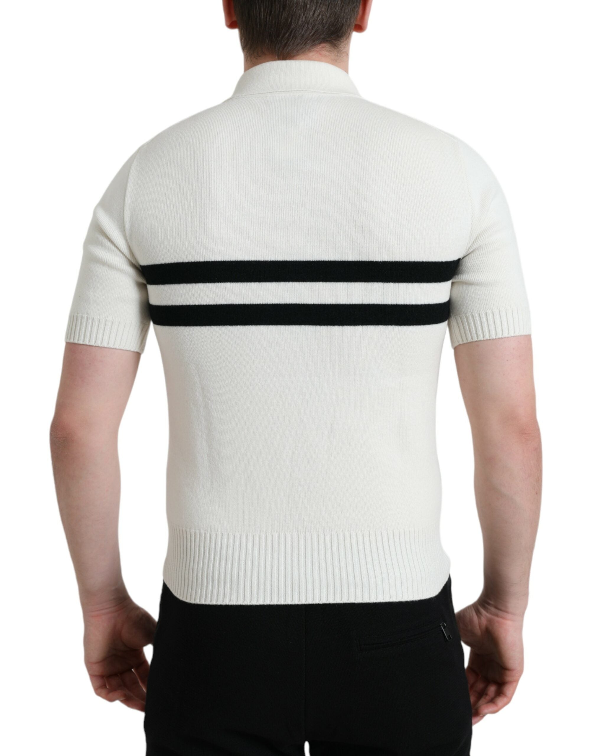 Dolce & Gabbana White DG Logo Collared Henley Shirt Men's T-shirt