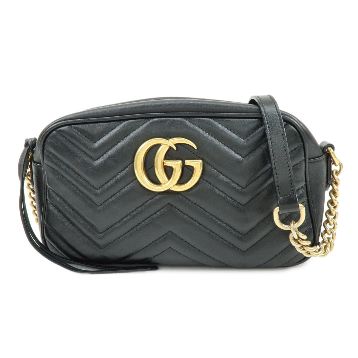 Gucci Gg Marmont Matelasse Leather Black Leather Shoulder Bag Bag (Pre-Owned)