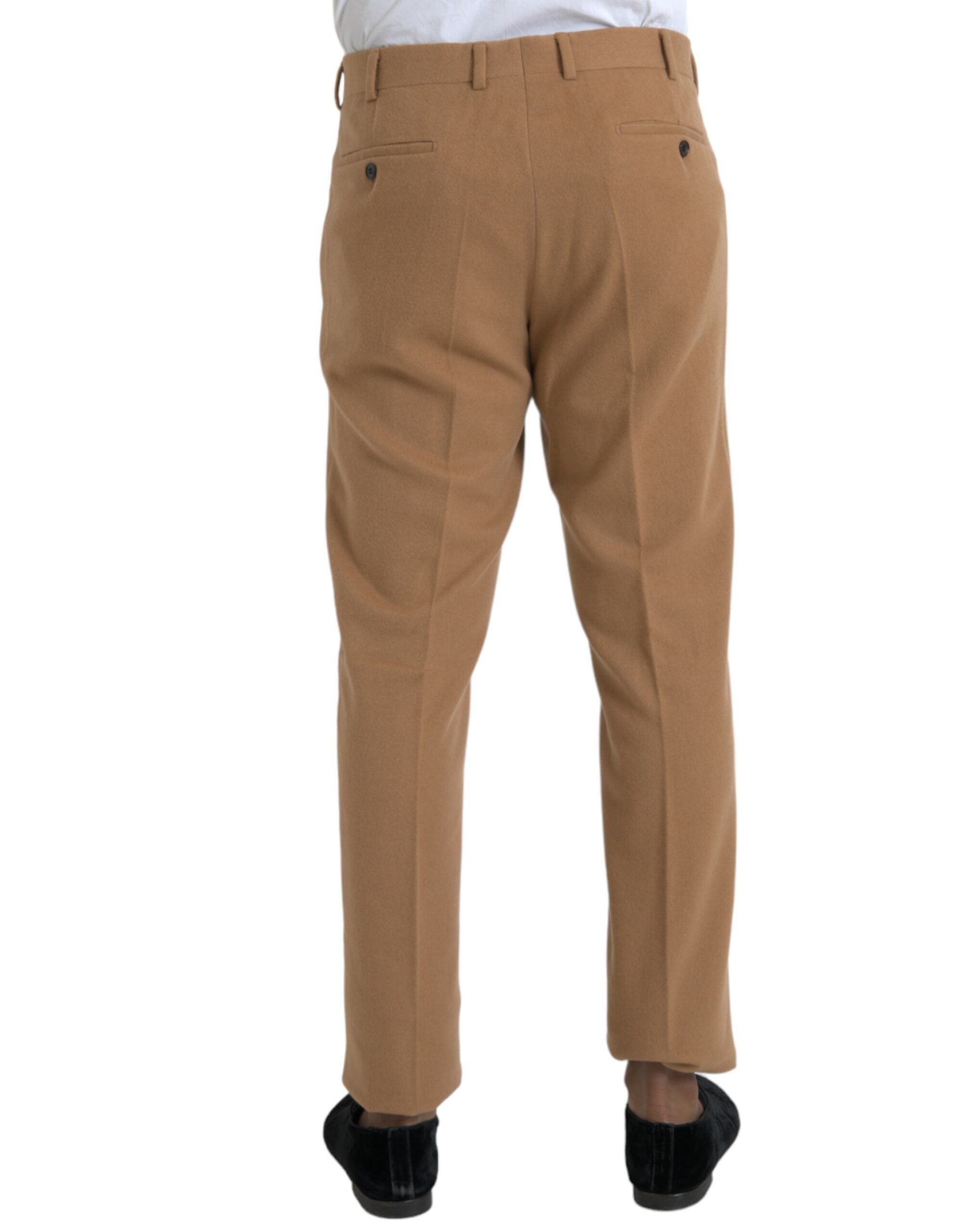 Prada Beige Cashmere Men Straight Fit Dress Men's Pants