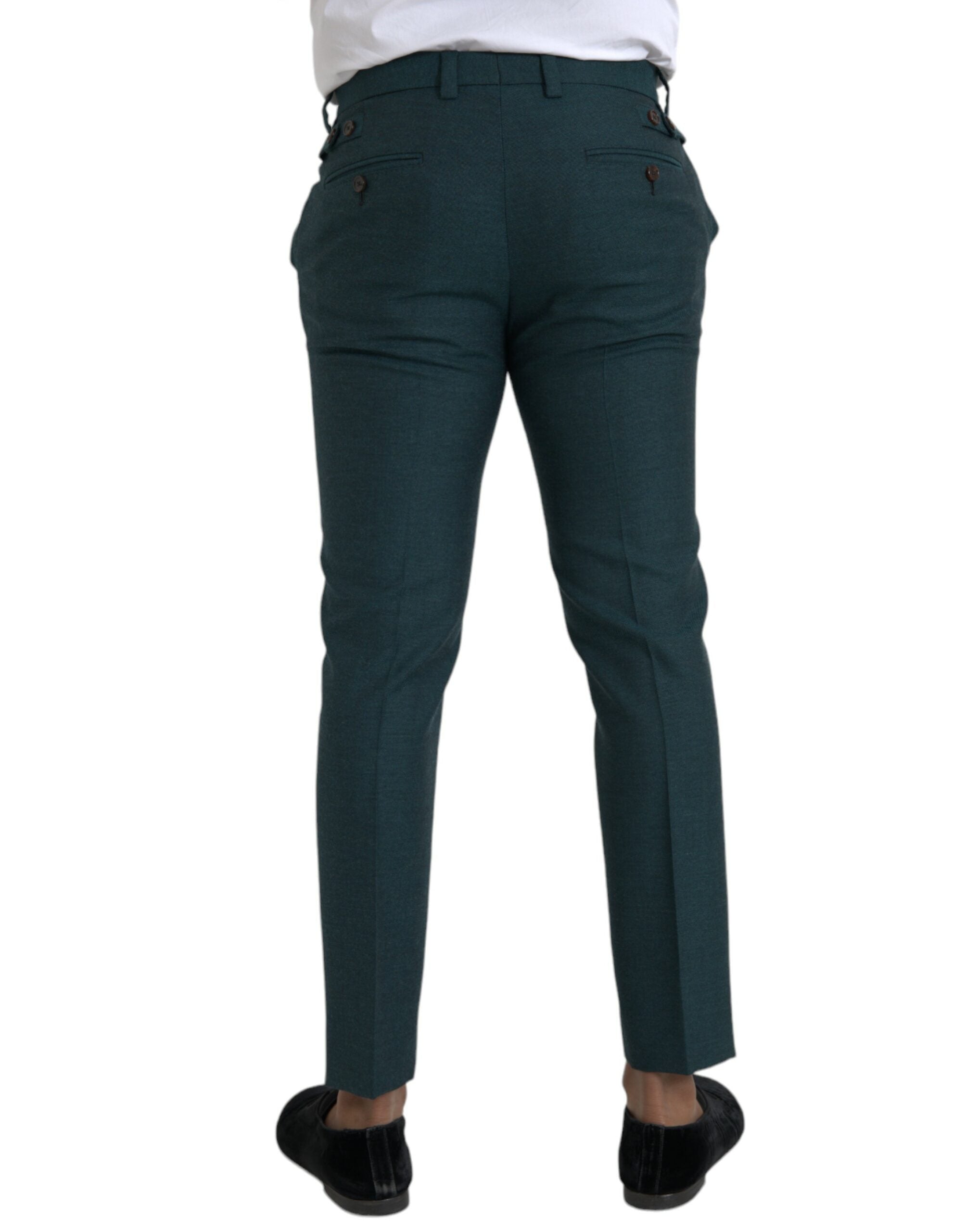 Dolce & Gabbana Green Wool Skinny Slim Dress Men's Pants