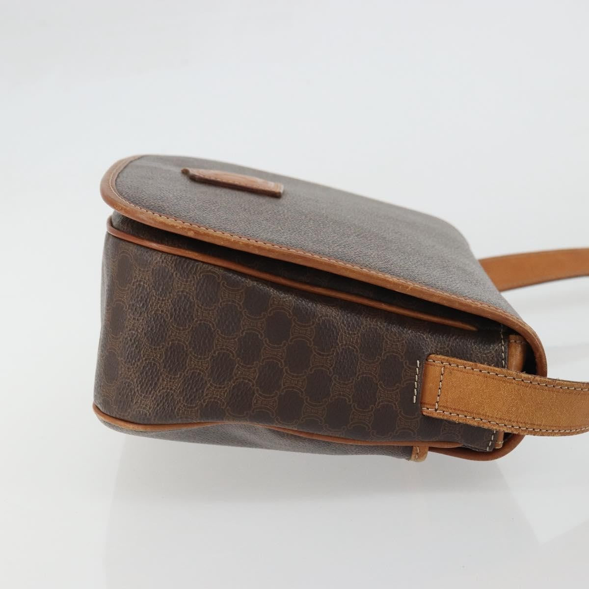 Celine Vintage Macadam Canvas And Leather Brown Canvas Shoulder Bag Bag (Pre-Owned)
