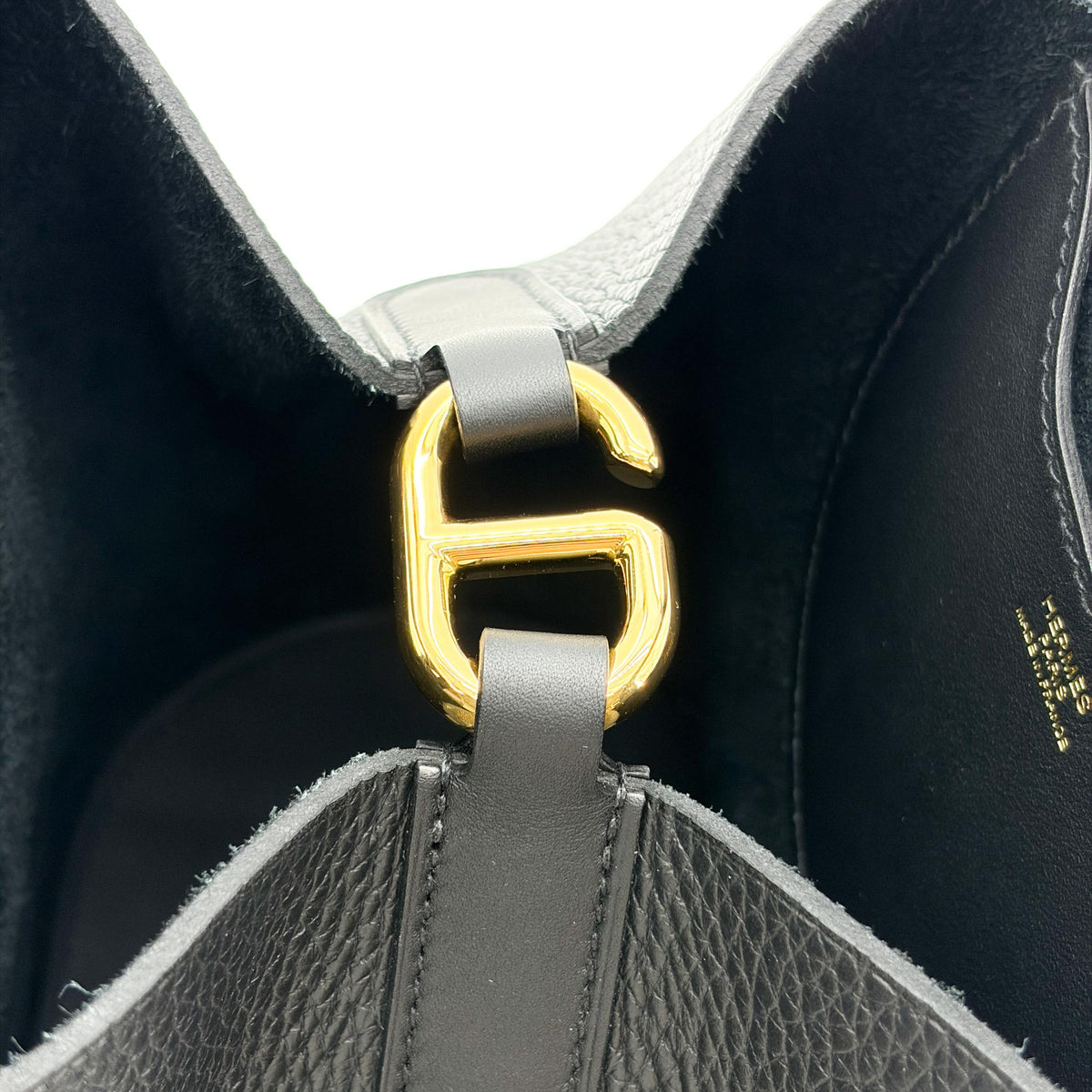 Hermes In-The-Loop Clemence With Swift Black Leather Handbag (Pre-Owned)