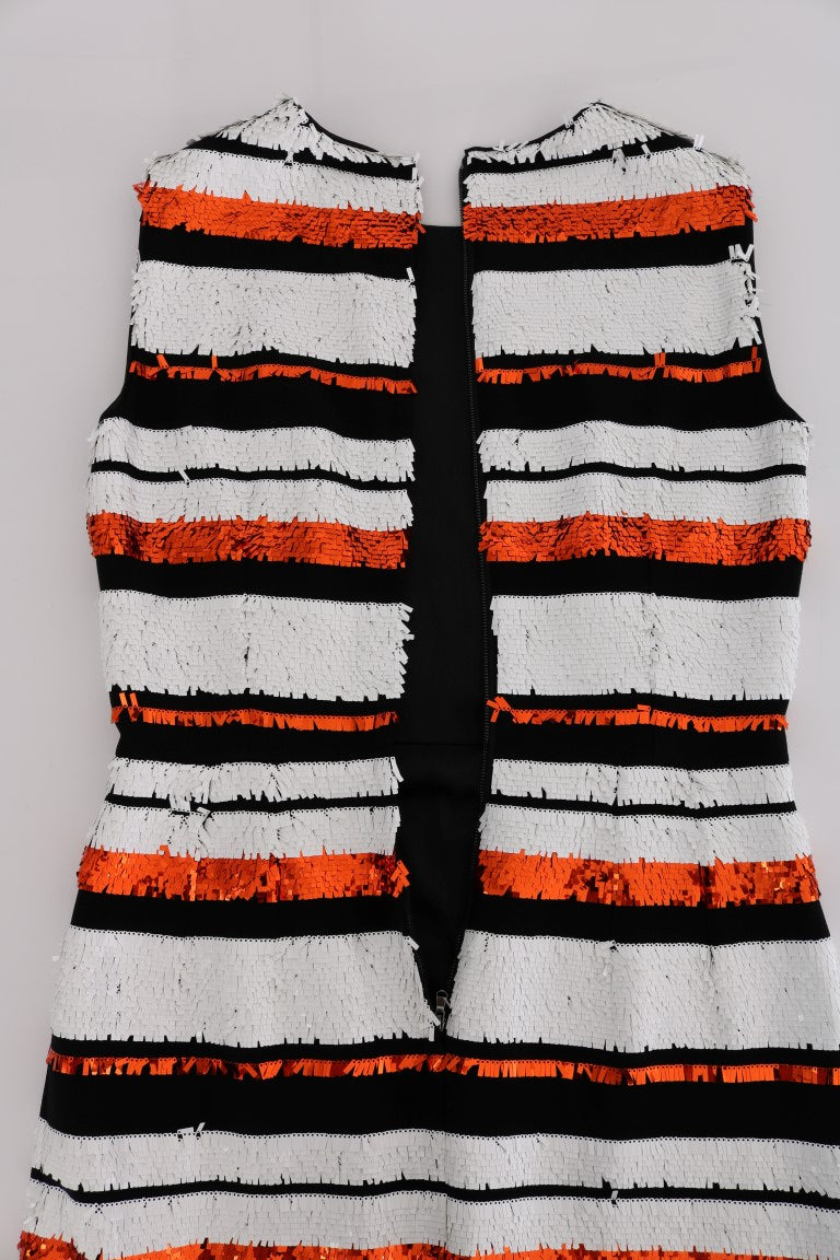 Dolce & Gabbana Multicolored Striped Sequined Stretch Women's Dress