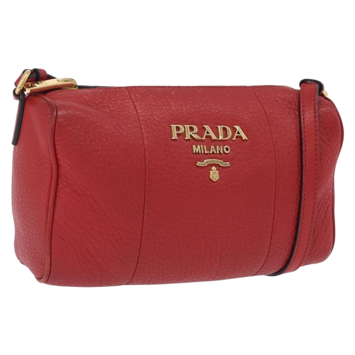 Prada Barrel Vitello Phenix Red Leather Crossbody Bag Bag (Pre-Owned)