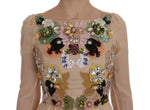 Dolce & Gabbana Pink Silk Floral Crystal Maxi Gown Women's Dress