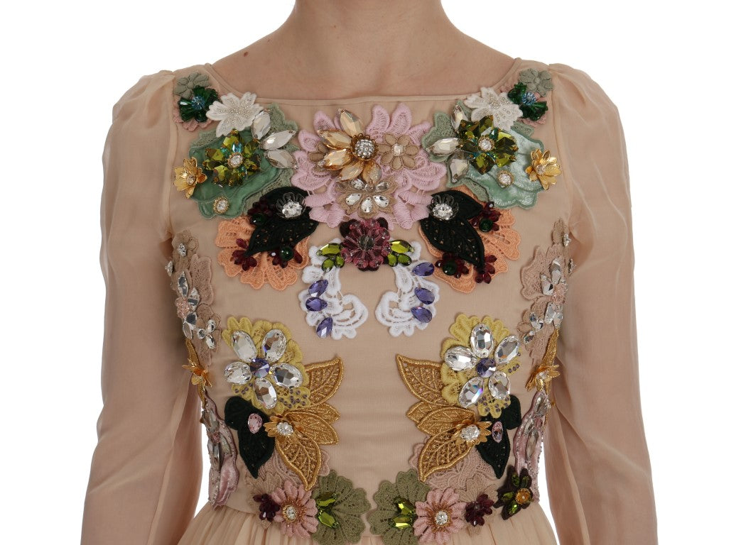 Dolce & Gabbana Elegant Floral Embroidered Silk Maxi Women's Dress