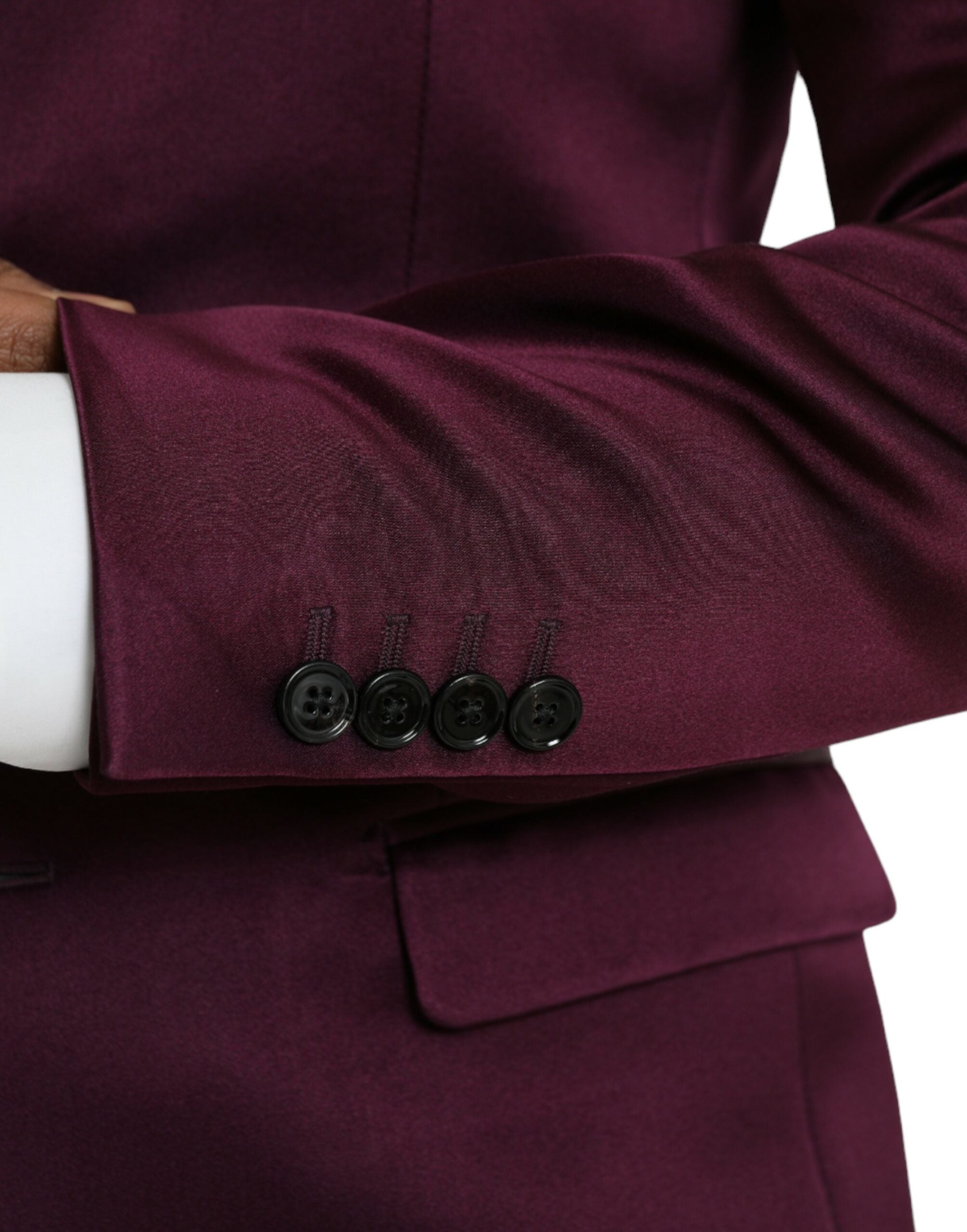 Dolce & Gabbana Maroon Silk Single Breasted Coat Men's Blazer