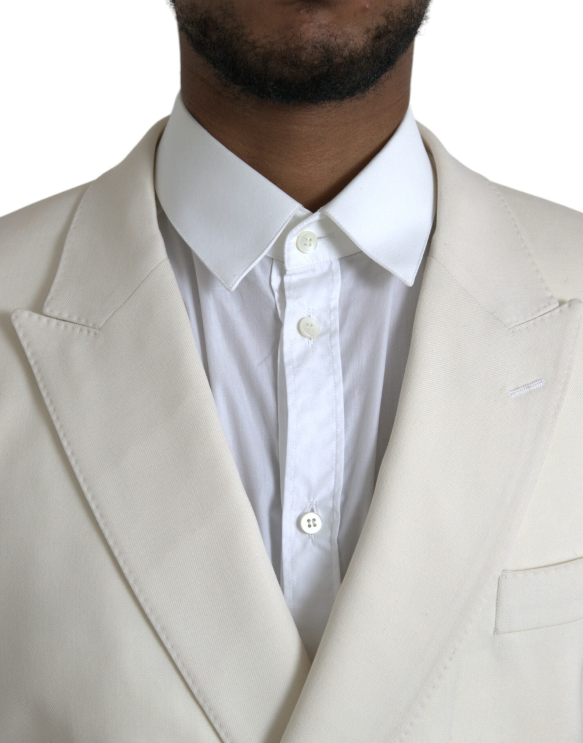 Dolce & Gabbana White Wool MARTINI Double Breasted Men's Blazer