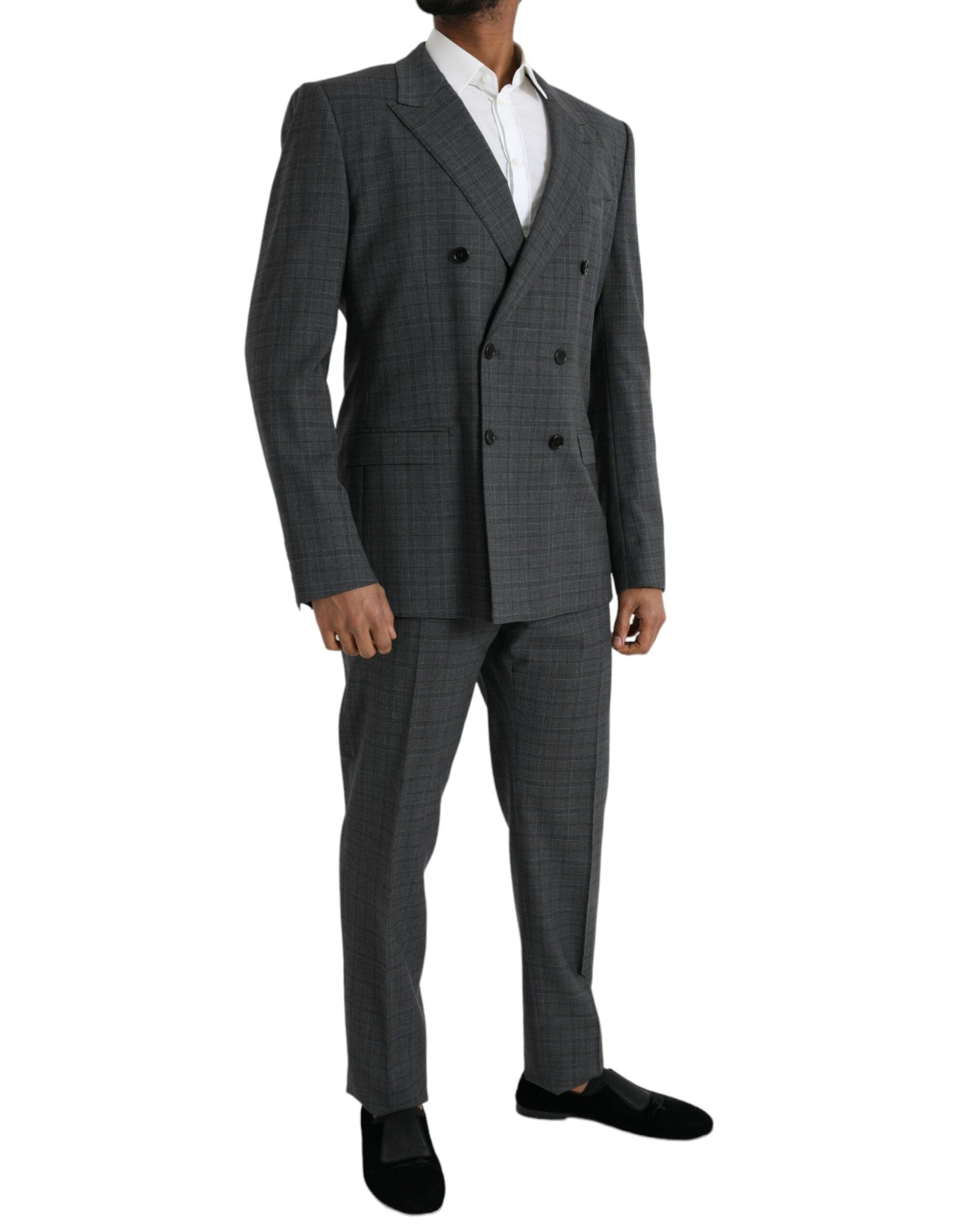 Dolce & Gabbana Gray Plaid Wool MARTINI Formal 2 Piece Men's Suit
