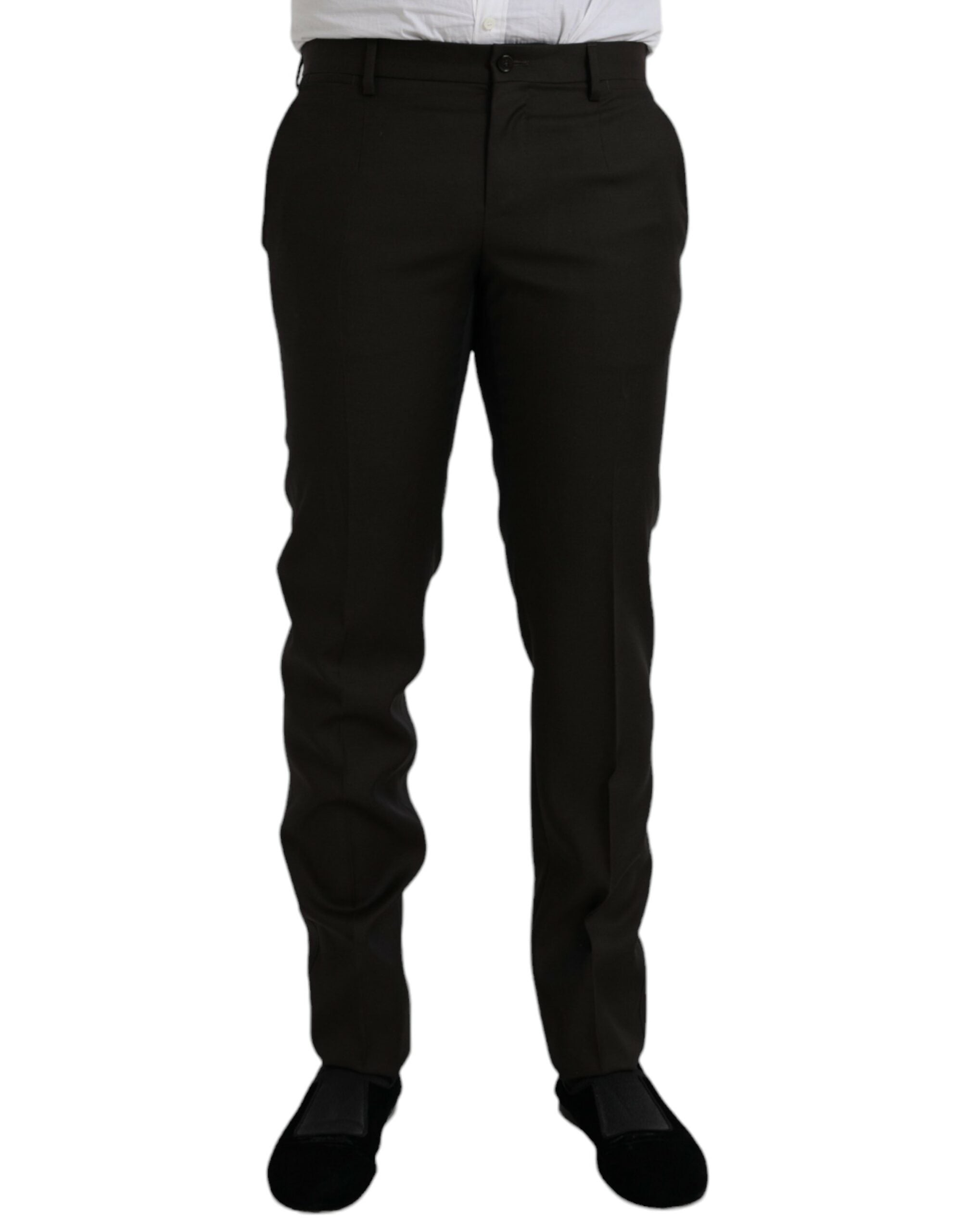 Dolce & Gabbana Dark Brown Wool Slim Fit Formal Men's Pants