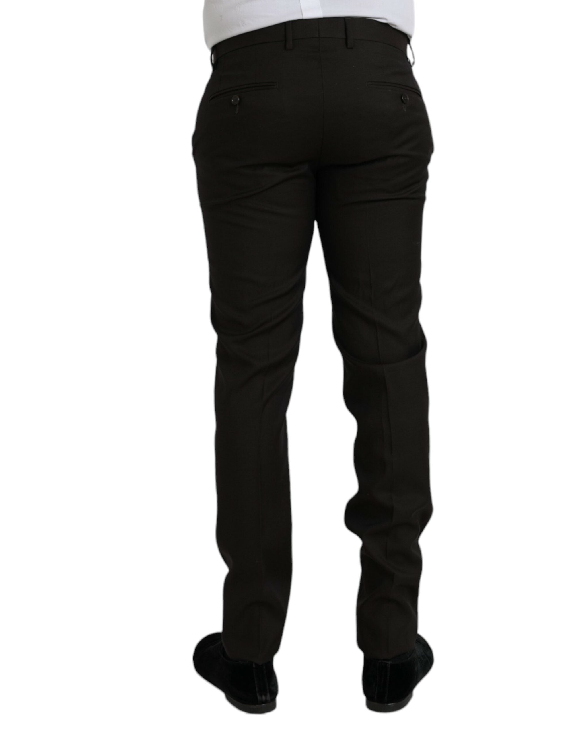 Dolce & Gabbana Dark Brown Wool Slim Fit Formal Men's Pants