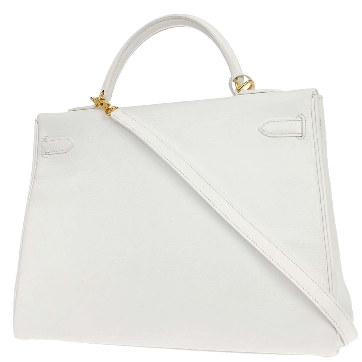 Hermes Kelly Light Epsom With Gold Hardware White Leather Handbag (Pre-Owned)