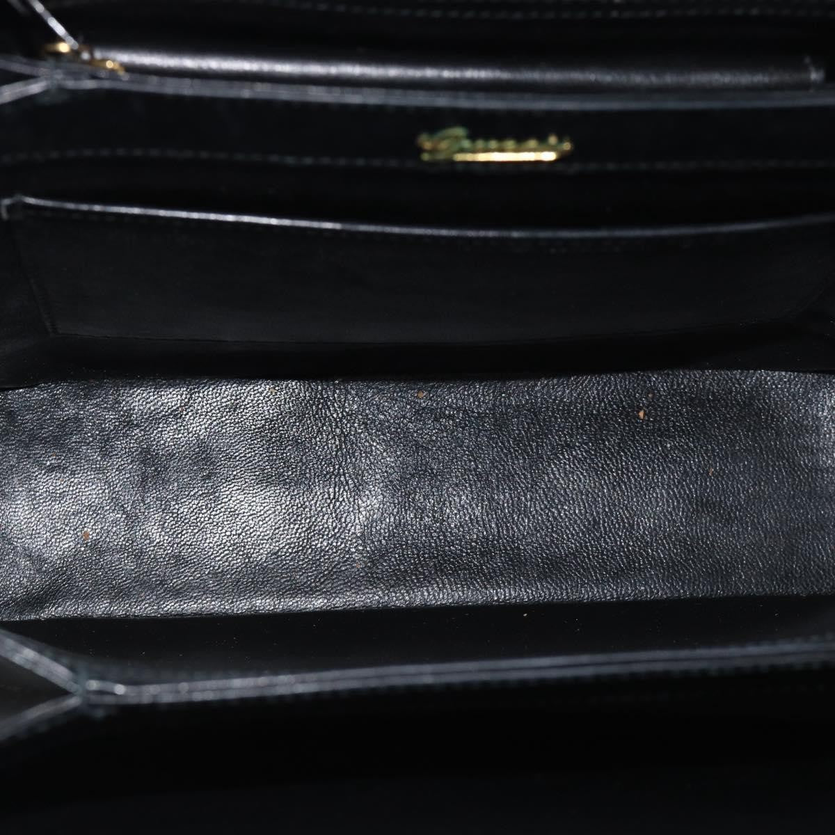 Gucci Vintage Convertible Box Leather Black Leather Handbag (Pre-Owned)