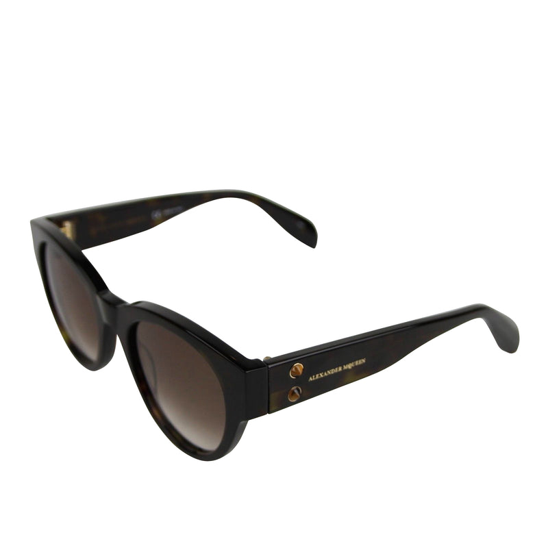 Alexander McQueen Unisex Spikes Havana Plastic Square Acetate Sunglasses AM0054S 442136 2302