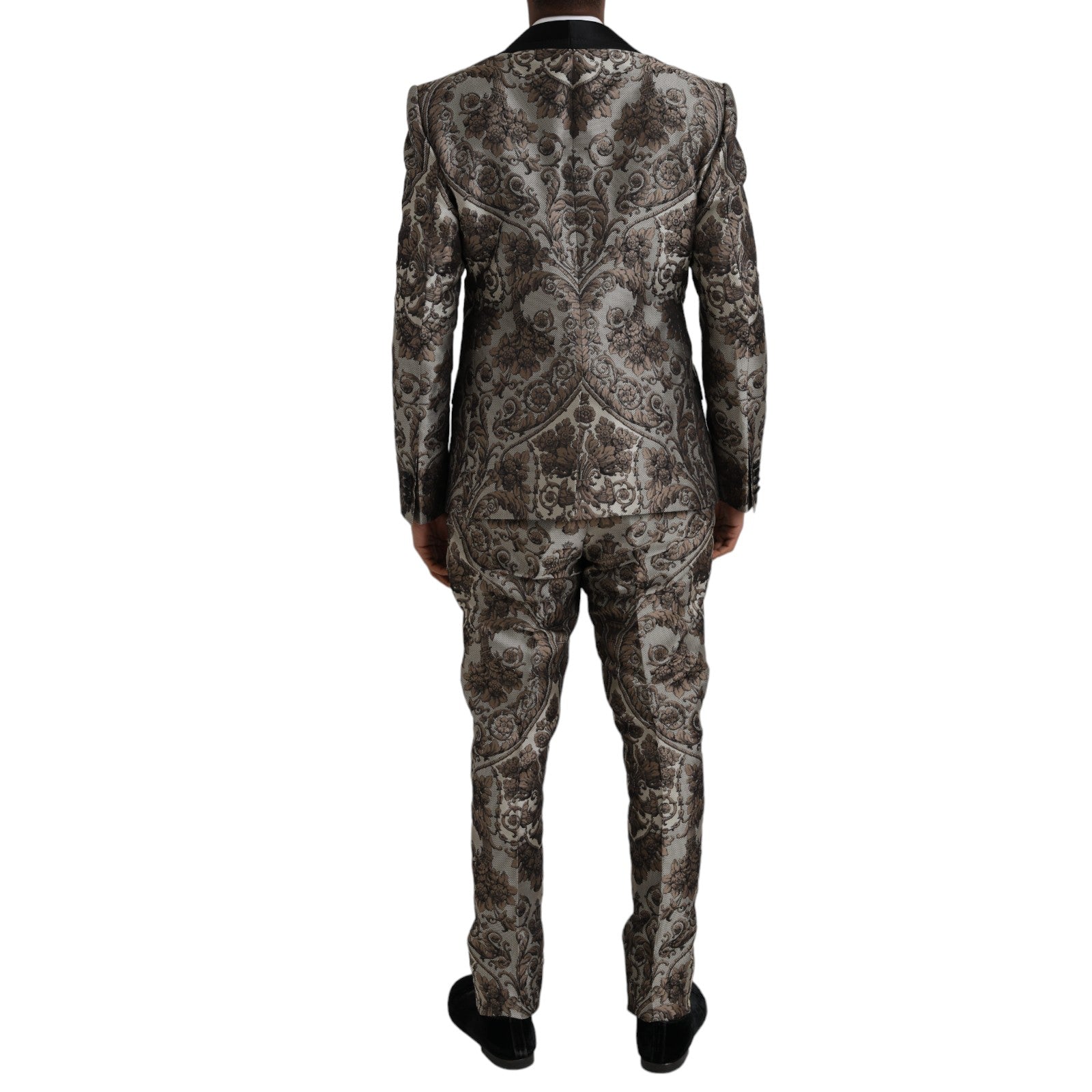 Dolce & Gabbana Brown Floral Jacquard Formal 3 Piece Men's Suit