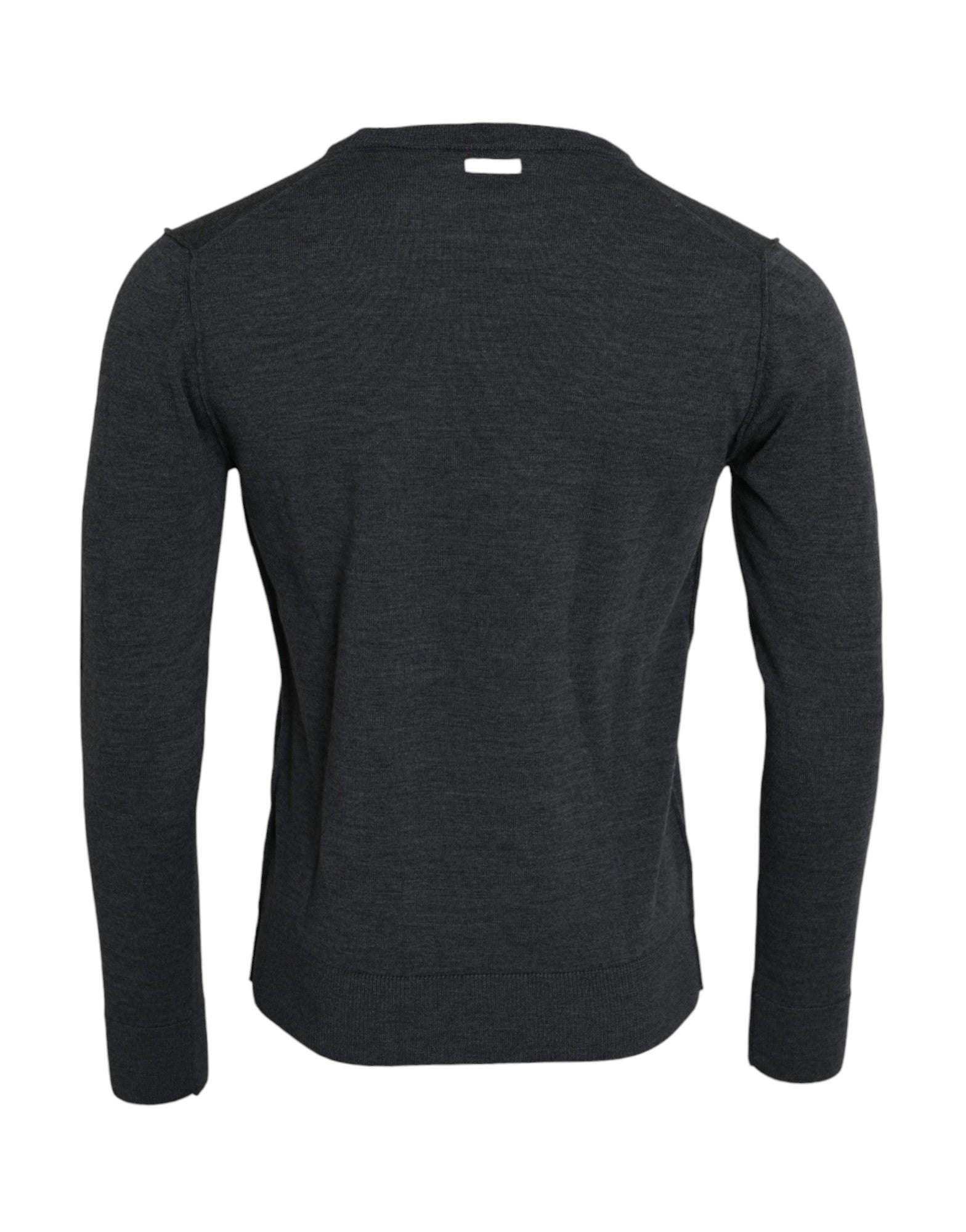 Dolce & Gabbana Dark Gray Wool Crew Neck Pullover Men's Sweater