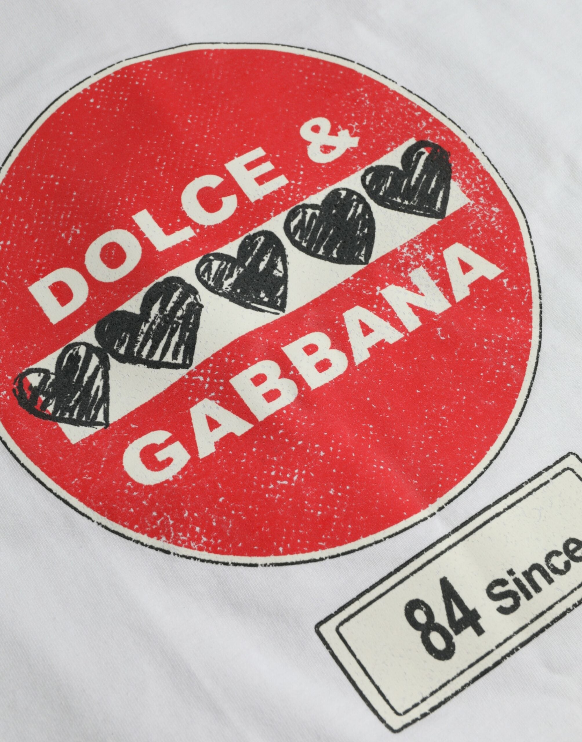 Dolce & Gabbana White Amor Heart Cotton Crewneck Short Sleeve Men's T-shirt