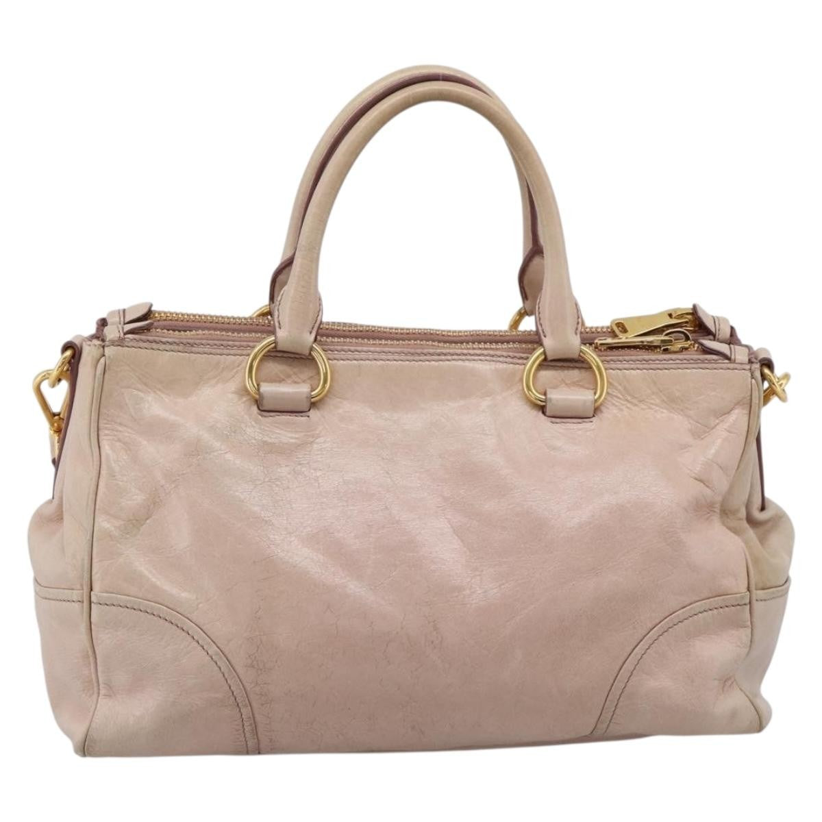 Miu Miu Vitello Lux Ring Satchel Leather Pink Leather Handbag (Pre-Owned)