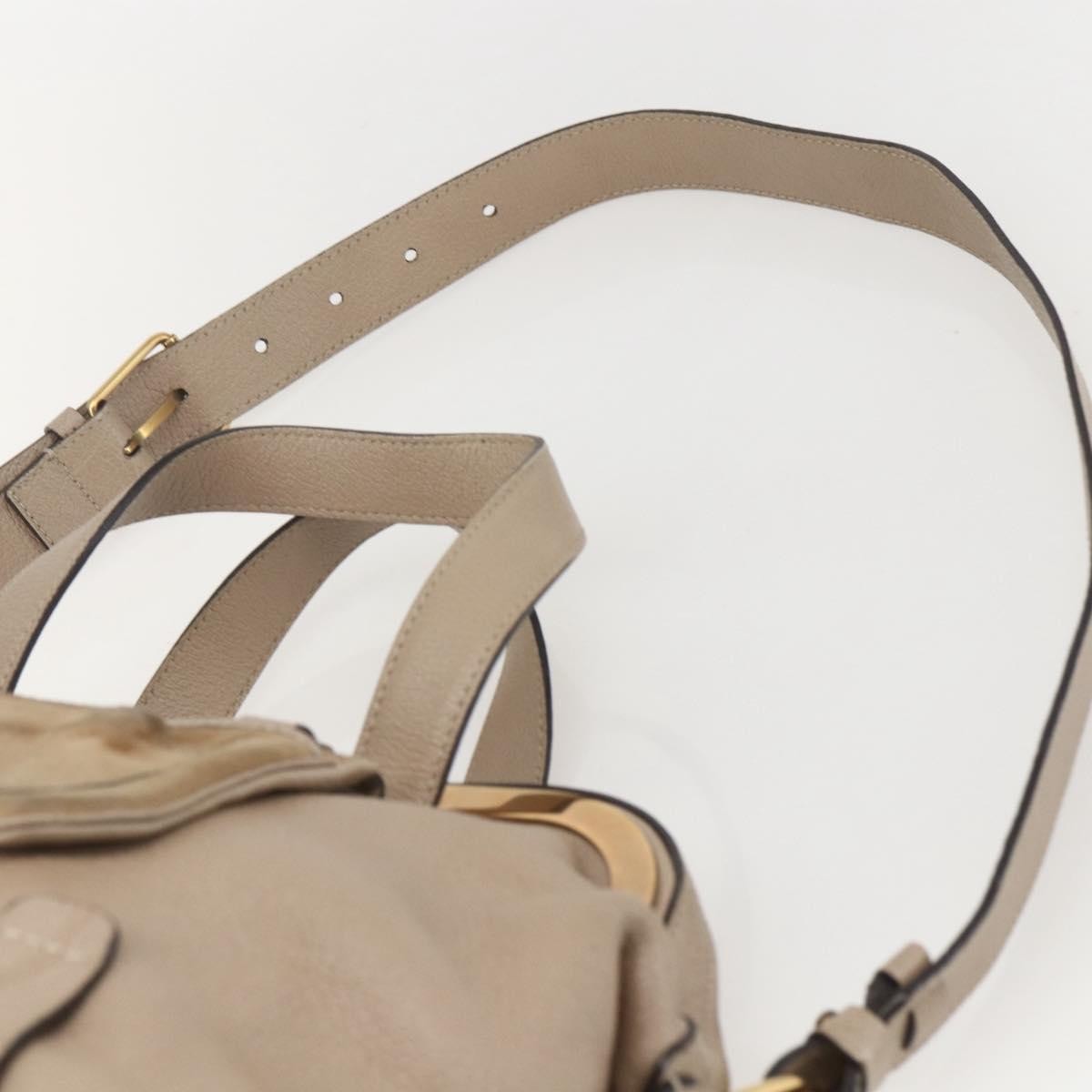 Chloe Abby Convertible Frame Satchel Leather With Suede Beige Leather Handbag (Pre-Owned)