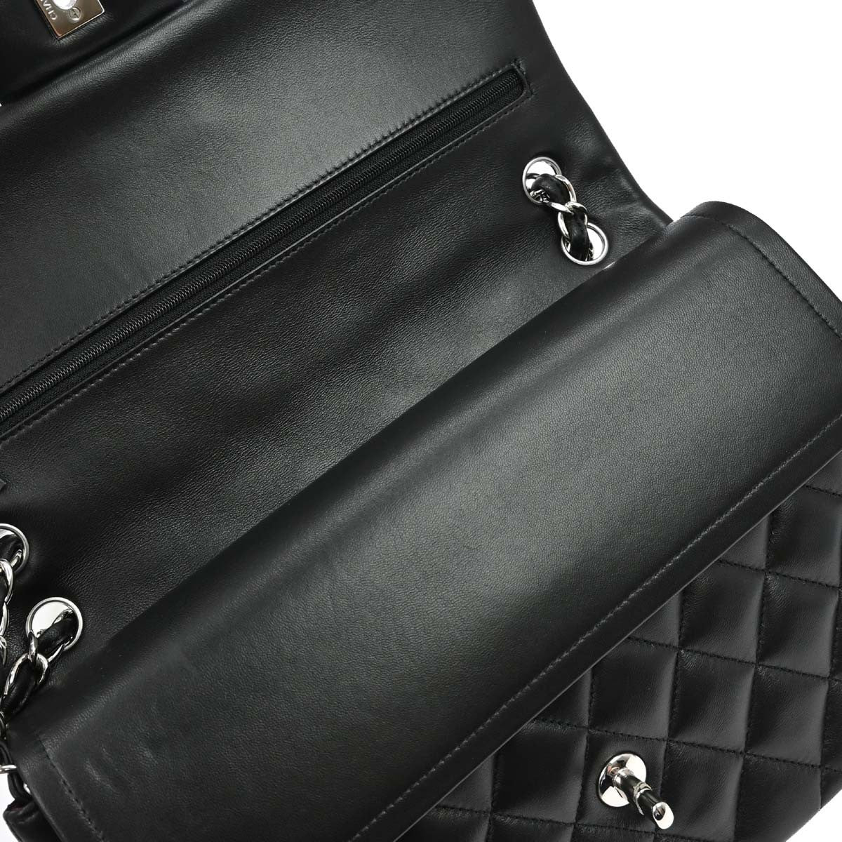 Chanel Vintage Classic Double Flap Quilted Lambskin Black Leather Handbag (Pre-Owned)