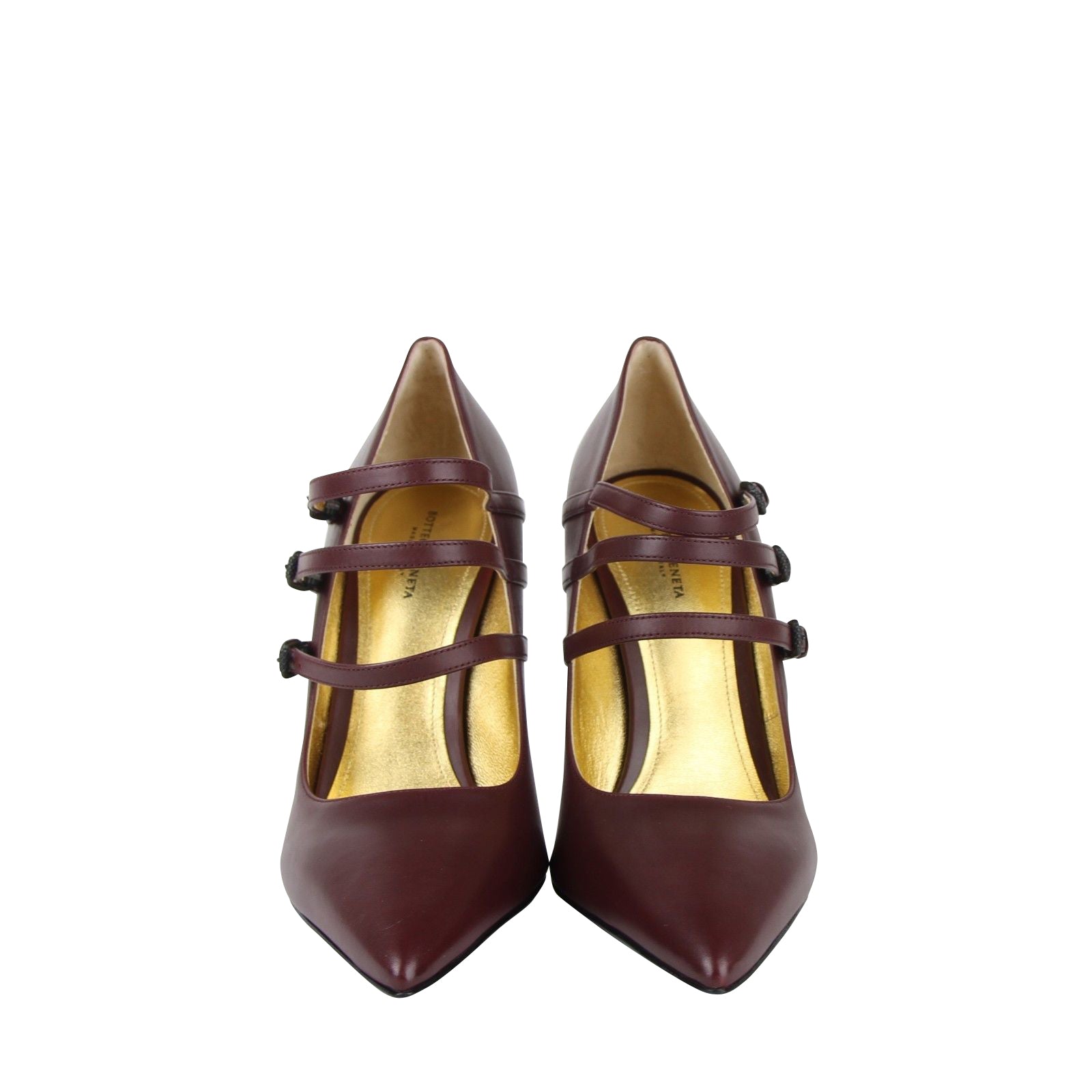 Bottega Veneta Women's 3 Straps Mahogany Leather Heels 443156 2240