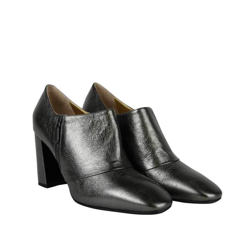 Bottega Veneta Women's Ankle Grey Metallic Leather Booties 443175 1117