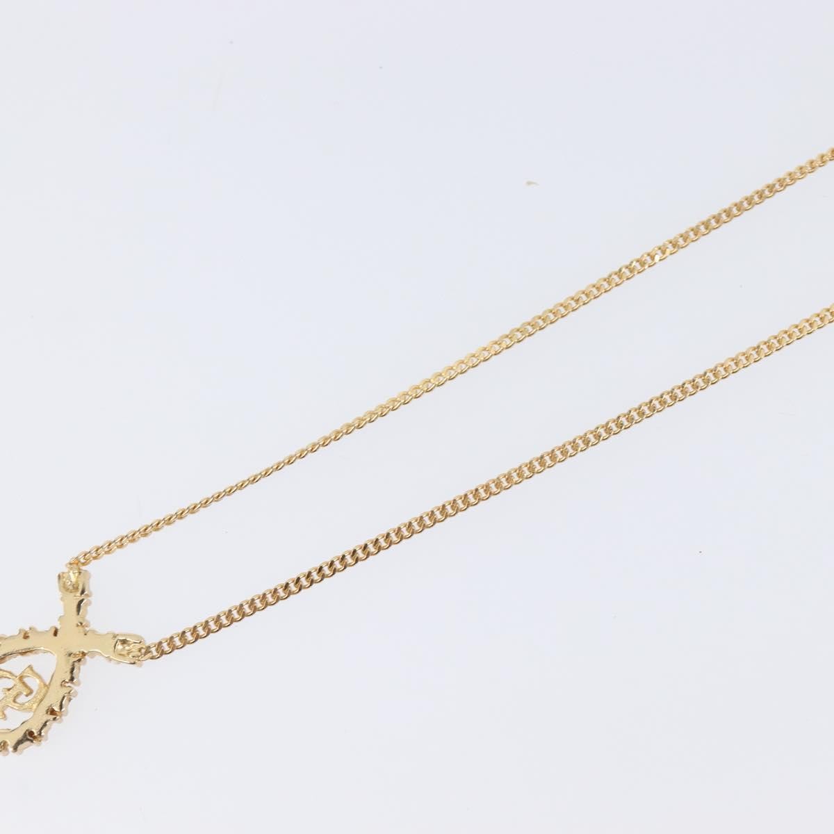 Christian Dior Cd Long Metal With Beads Gold Metal Necklace Jewelry (Pre-Owned)