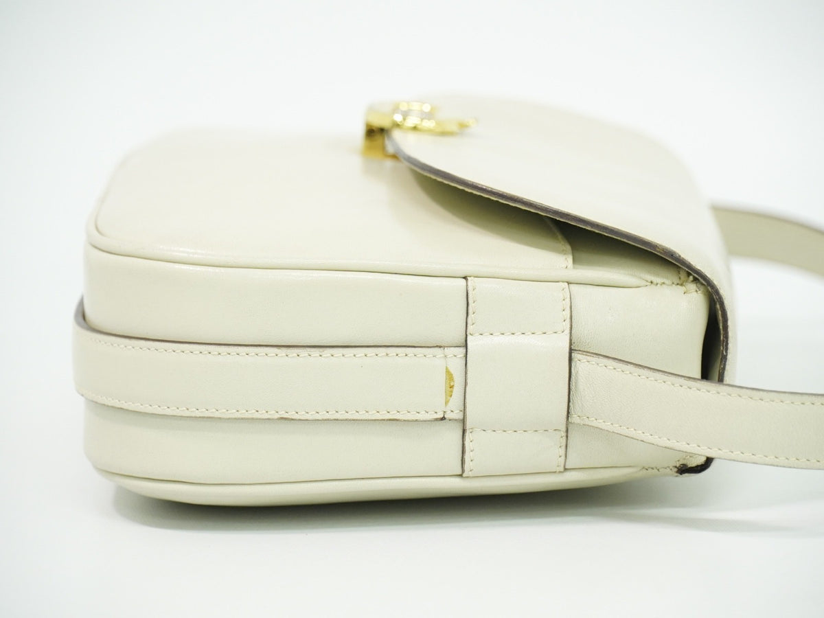 Celine Flap Shoulder Leather Beige Leather Shoulder Bag Bag (Pre-Owned)