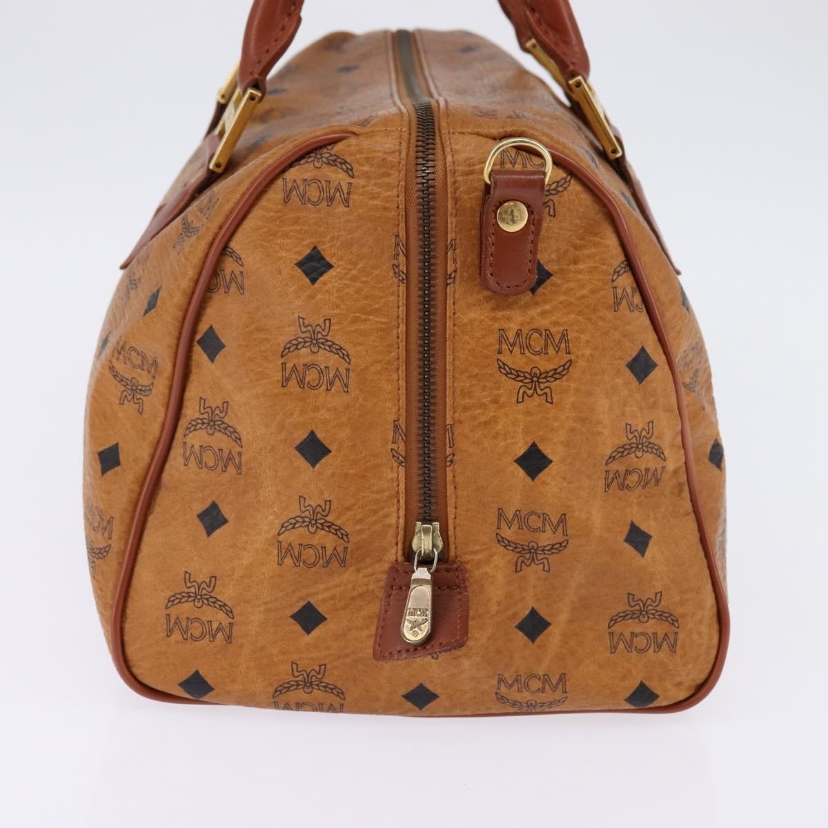 MCM Visetos Logogramme Leather Brown Leather Handbag (Pre-Owned)