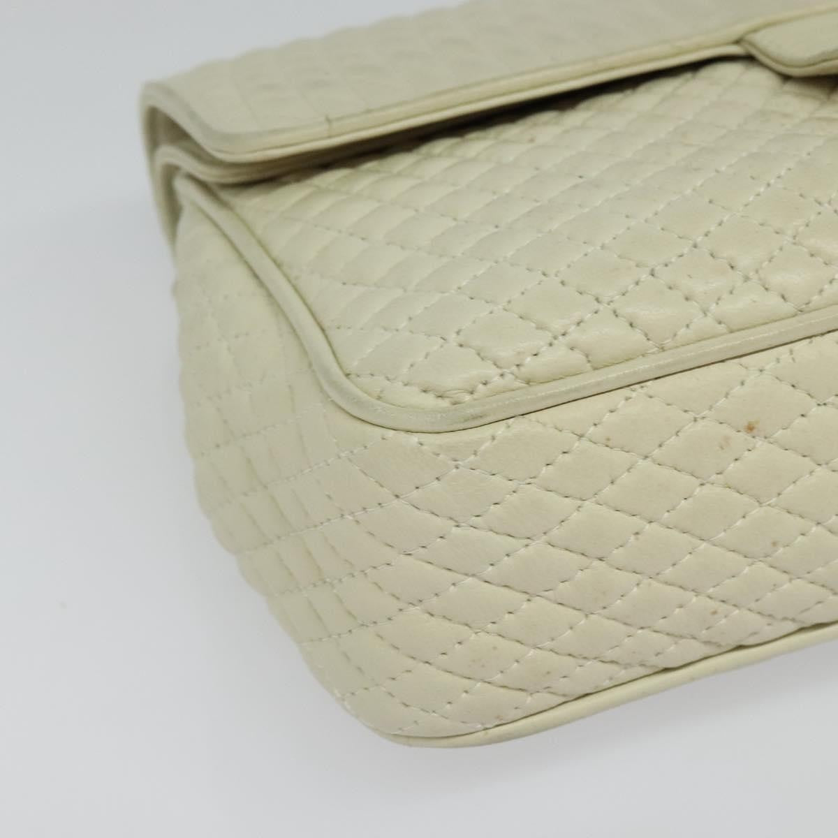 Bally Vintage Chain Quilted Leather White Leather Shoulder Bag Bag (Pre-Owned)