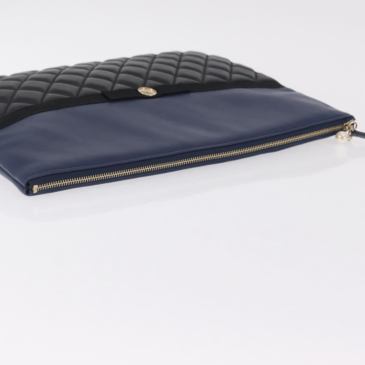 Chanel Bicolor Boy O Case Clutch Lambskin Black Leather Clutche & Pouche Bag (Pre-Owned)