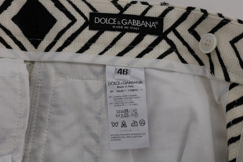 Dolce & Gabbana Chic Striped Casual Shorts - Hemp &amp; Linen Men's Blend