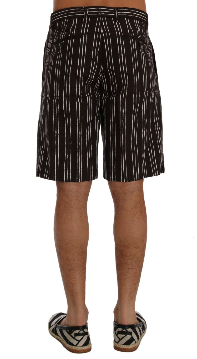 Dolce & Gabbana Bordeaux Striped Cotton Knee High Men's Shorts