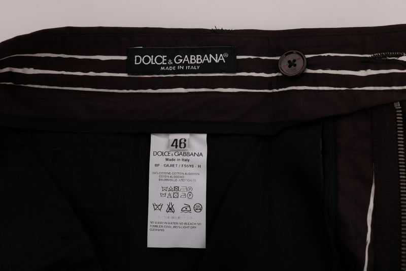 Dolce & Gabbana Bordeaux Striped Cotton Knee High Men's Shorts