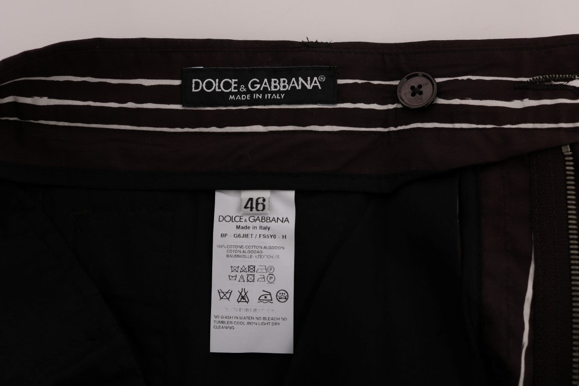 Dolce & Gabbana Bordeaux White Striped Hemp Casual Men's Shorts