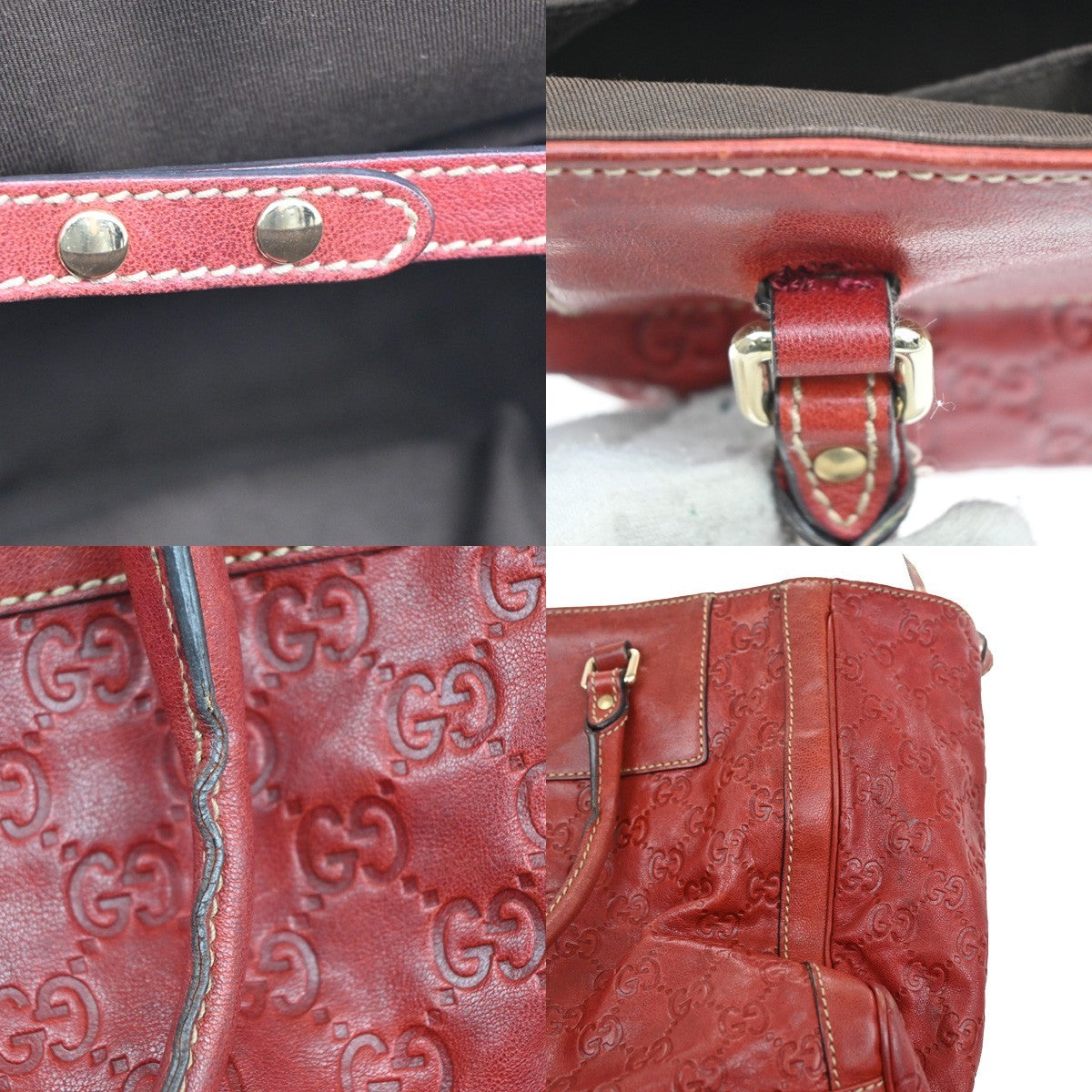 Gucci Vintage Leather Red Leather Handbag (Pre-Owned)