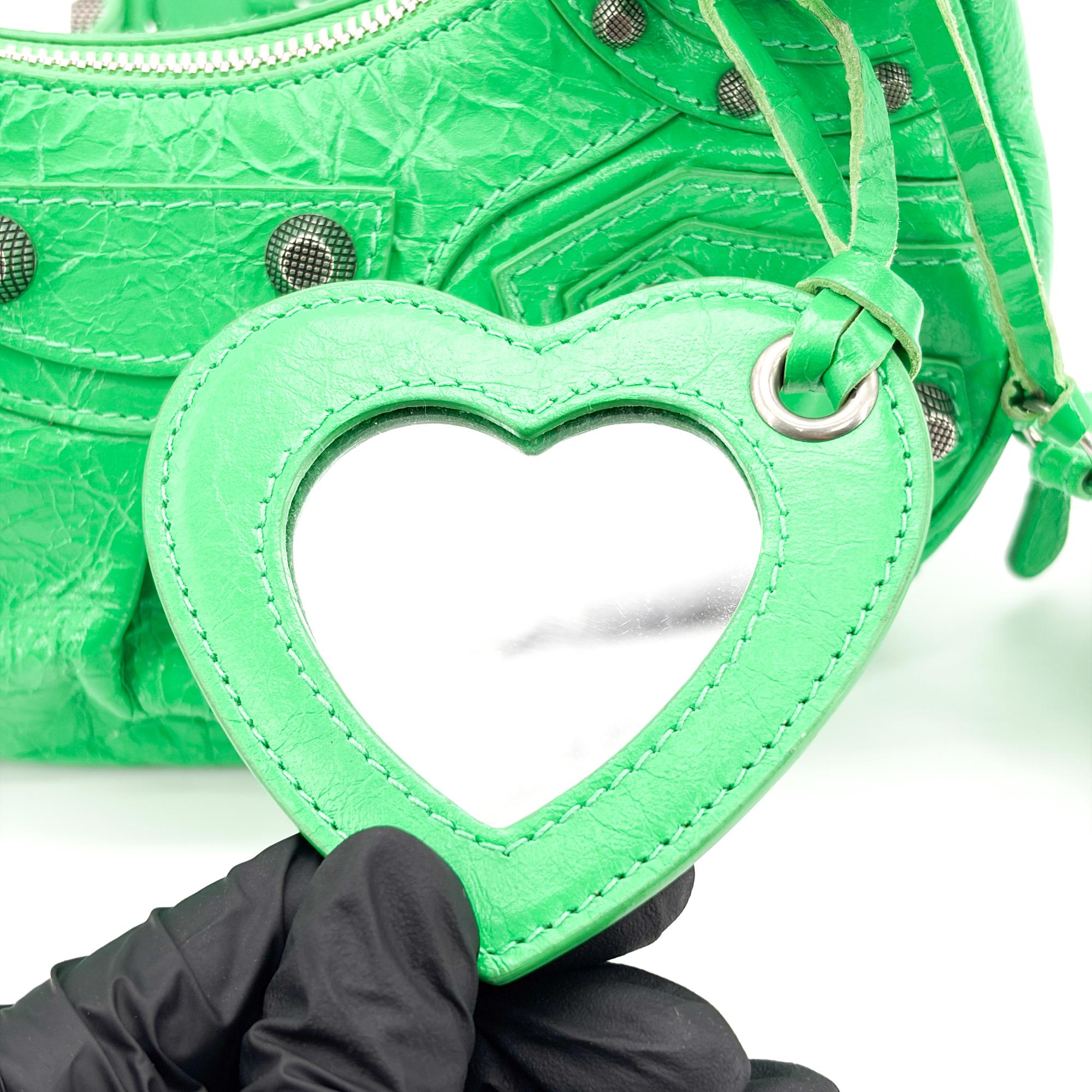 Balenciaga Le Cagole Giant Spikes Leather Green Leather Shoulder Bag Bag (Pre-Owned)