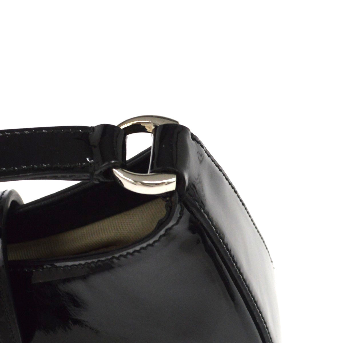 Salvatore Ferragamo Vintage Gancini Hobo Leather Black Patent_Leather Shoulder Bag Bag (Pre-Owned)