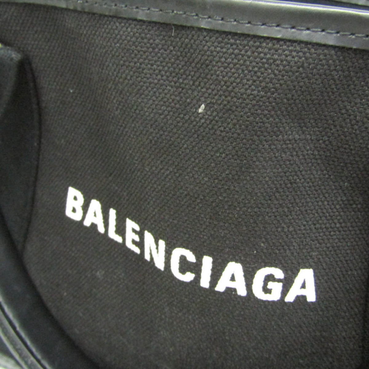 Balenciaga Navy Cabas Canvas With Leather Black Canvas Tote Bag Bag (Pre-Owned)