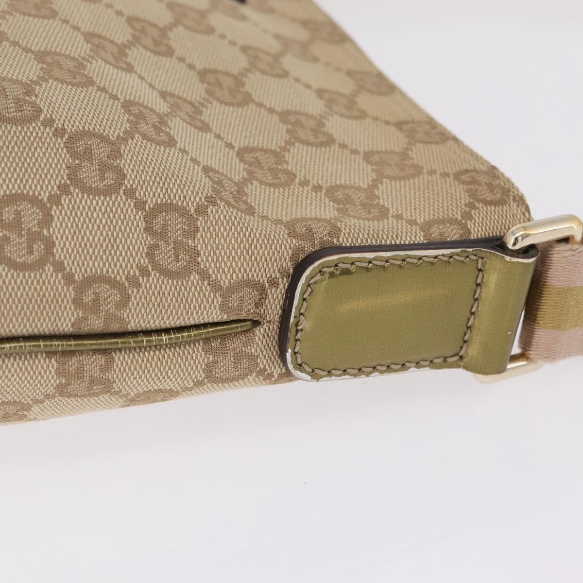 Gucci Web Strap Messenger Gg Coated Canvas Beige Canvas Handbag (Pre-Owned)