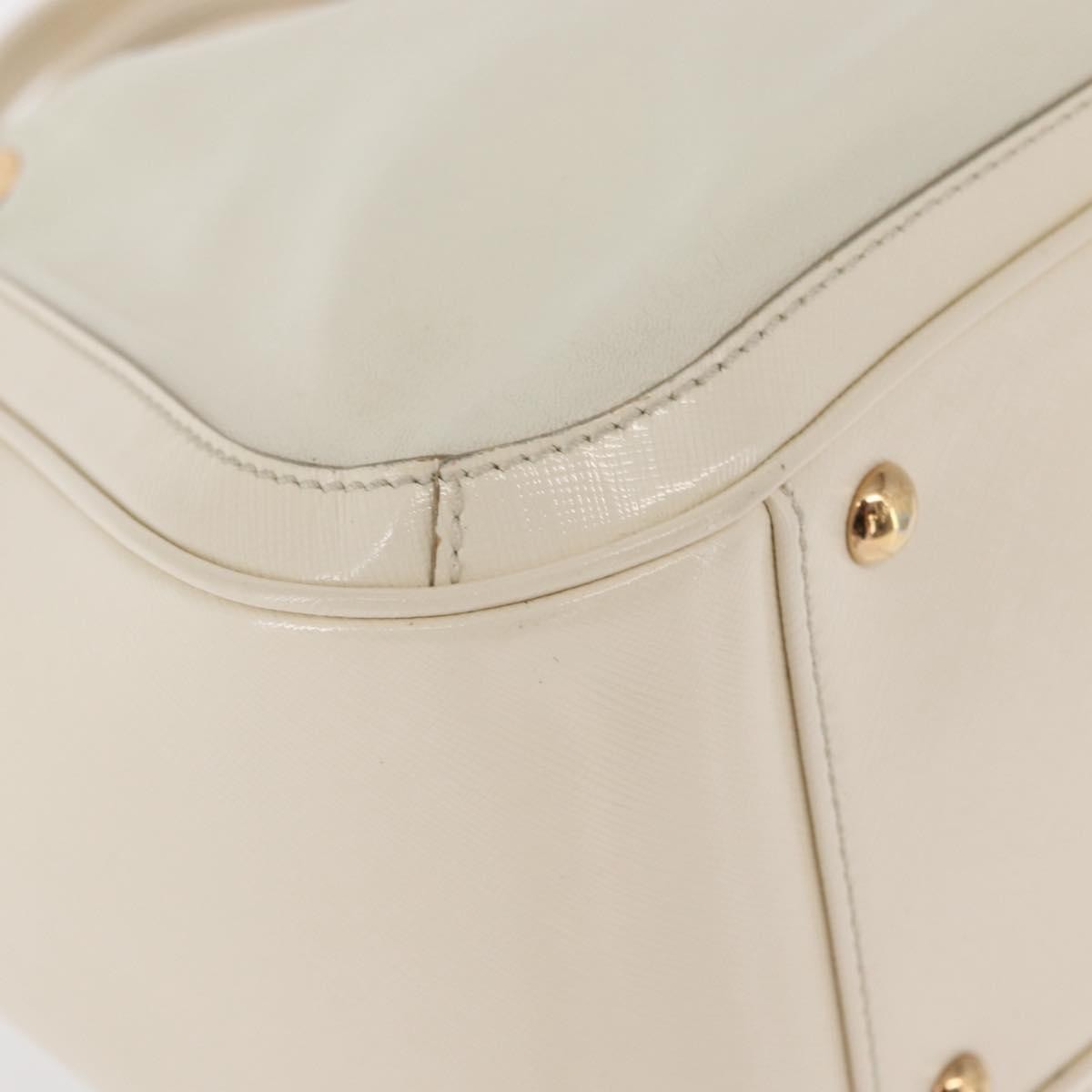 Salvatore Ferragamo Betulla Chain Tote Leather White Leather Handbag (Pre-Owned)