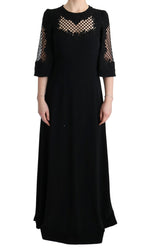 Dolce & Gabbana Black Stretch Shift Long Maxi Women's Dress