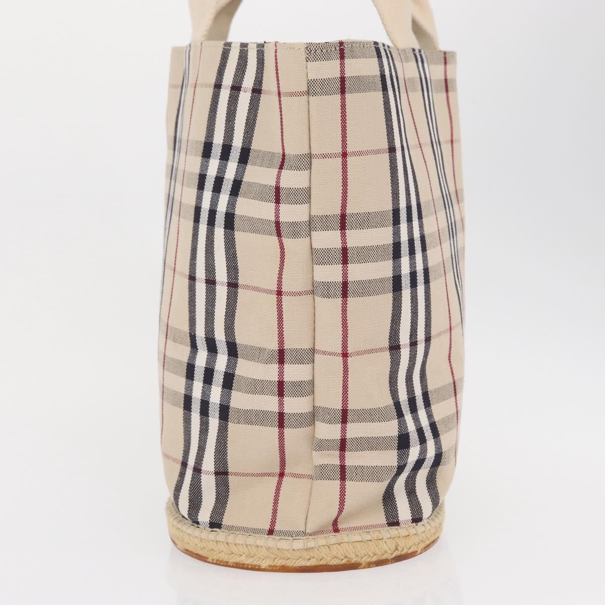Burberry Nova Check Tote Canvas Check Pattern Beige Canvas Tote Bag Bag (Pre-Owned)