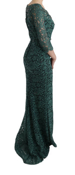 Dolce & Gabbana Elegant Green Crystal Embellished Sheath Women's Dress