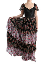 Dolce & Gabbana Multicolor Silk Stretch Floral Shift Long Women's Dress