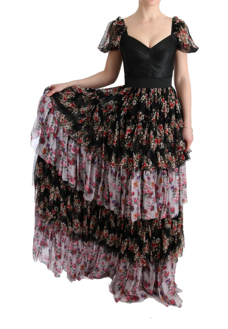 Dolce & Gabbana Elegant Floral Shift Dress in Multicolor Silk Women's Blend