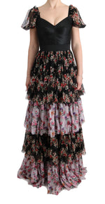 Dolce & Gabbana Multicolor Silk Stretch Floral Shift Long Women's Dress