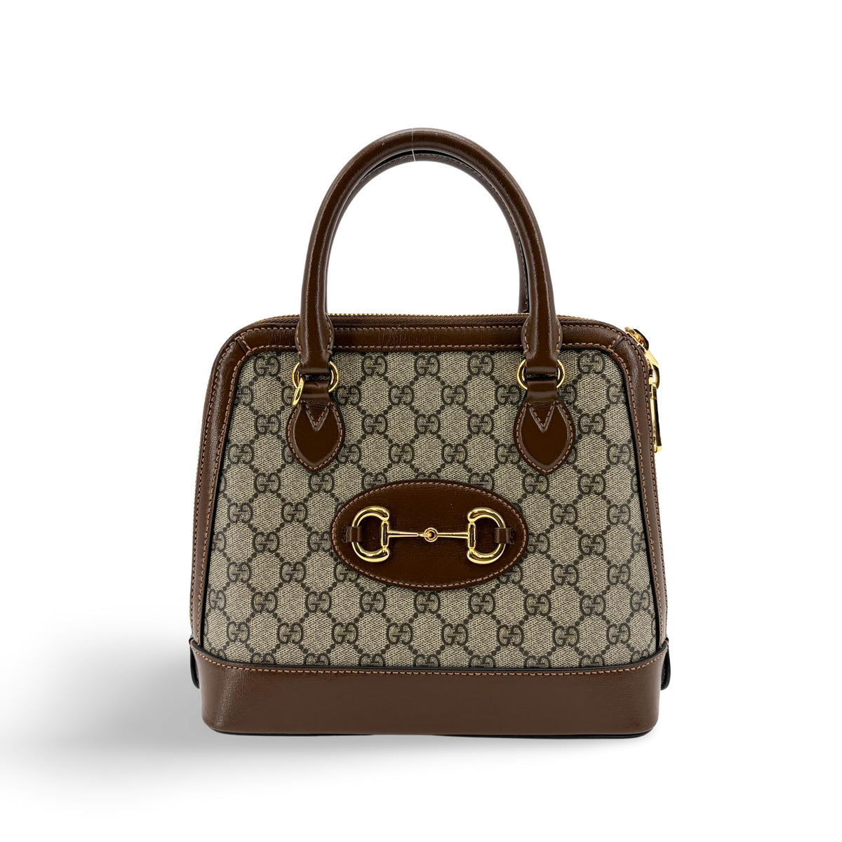Gucci Horsebit 1955 Gg Canvas With Leather Brown Canvas Tote Bag Bag (Pre-Owned)